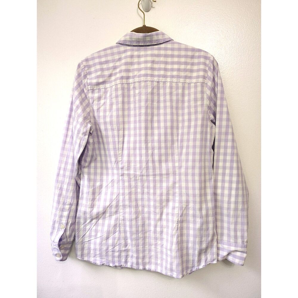 Vineyard Vines Women's Size 4 Lavender Gingham Cotton Button Down Shirt Top Logo - Picture 4 of 5
